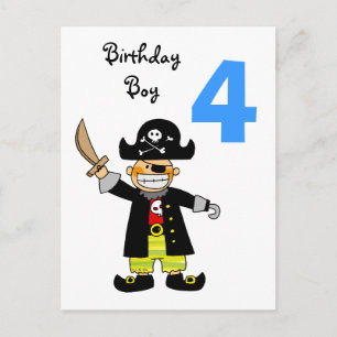 Cartão Postal Menino do pirata da criança de 4 anos