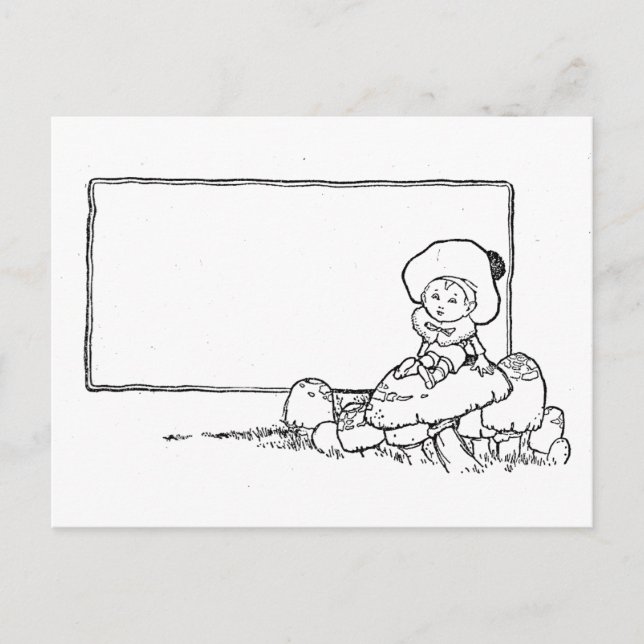 Cartão Postal Menino no Cogumelo (Frente)