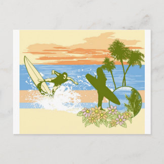 Cartão Postal menino novo da menina da praia de Havaí do