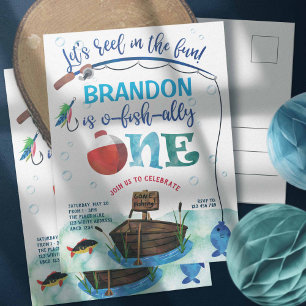 Cartão Postal Menino, O-fish-ialmente, Tema de pesca Primeiro