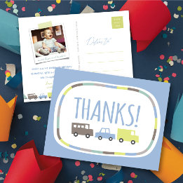 Cartão Postal Meninos Brinquedos Azul Pastel Aniversário Infanti