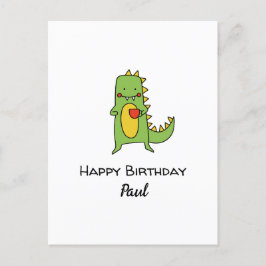 Cartão Postal meninos dinossauro feliz festa de aniversário cart