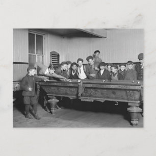 Cartão Postal Meninos Jogando Sinuca, 1909