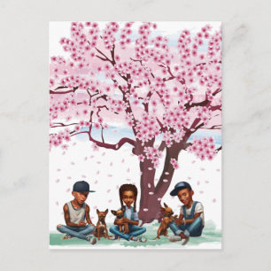 Cartão Postal Meninos latinos com Chihuahuas