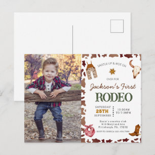 Cartão Postal Meninos Meu Primeiro Rodeio de Cowboy Aniversário