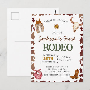 Cartão Postal Meninos Meu Primeiro Rodeio de Cowboy Aniversário
