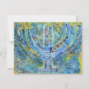 Cartão postal Menorah Azul