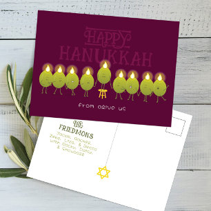 Cartão Postal Menorah de Hanukkah Azeitonas, Grupo Vinho