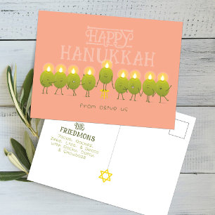 Cartão Postal Menorah de Hanukkah Olivas, Grupo Pêssego