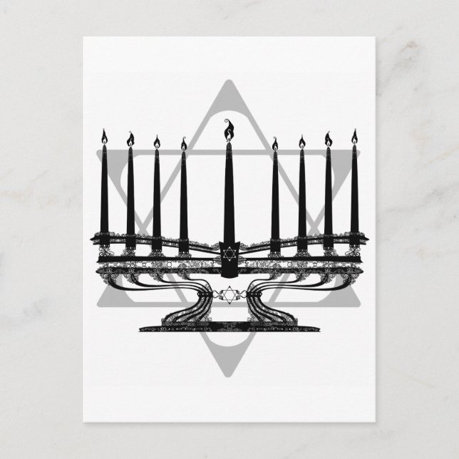 Cartão Postal Menorah e estrela (Frente)