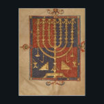 Cartão Postal Menorah e outros vasos do templo<br><div class="desc">Add Ms 15250 f.3v Menorah e outros navios do templo,  da "Bíblia espanhola Duque de Sussex",  Catalunha localizada na Biblioteca Britânica,  Londres,  Reino Unido. O suplemento 15250 f.3v Menorah e outras embarcações do templo,  do Duque da Bíblia Espanhola Sussex,  a Catalunha foi criada por volta do século 14.</div>