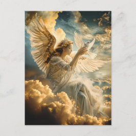 Cartão Postal Mensageiros da Paz Anjo com Pomba Branca
