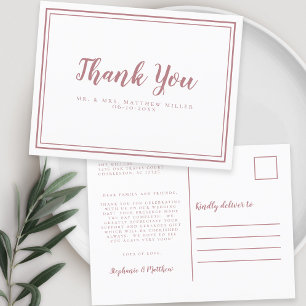 Cartão Postal Mensagem de Agradecimento de Casamento Minimalista