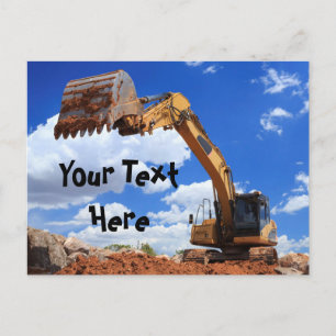 Cartão Postal Mensagem Personalizada de Trator Escavadeira