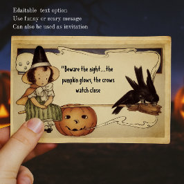 Cartão Postal Mensagem personalizada Vintage Witness Halloween