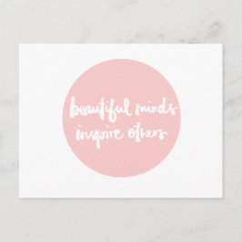 Cartão Postal Mentes bonitas inspiram citação inspiradora do pes