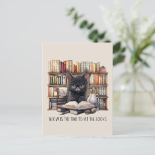 Cartão Postal Meow É A Hora De Atingir Os Livros
