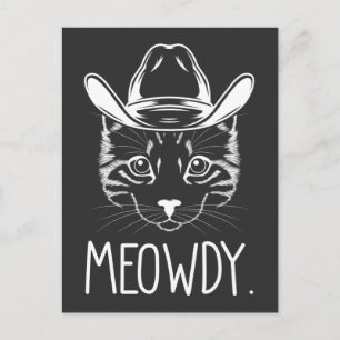 Cartão Postal Meow Texas Cat Meme Cowboy Howdy País Ocidental