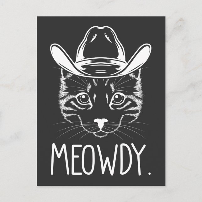Cartão Postal Meow Texas Cat Meme Cowboy Howdy País Ocidental (Frente)