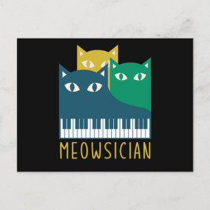 Cartão Postal Meowsician Piano Keyboard Cat Kitten Lover Gift