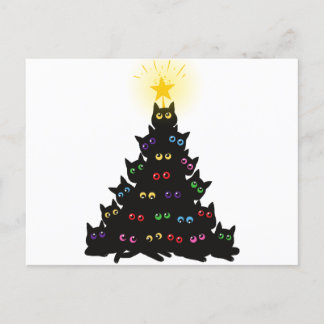 Cartão Postal Meowy Christmas Cat Christmas Tree