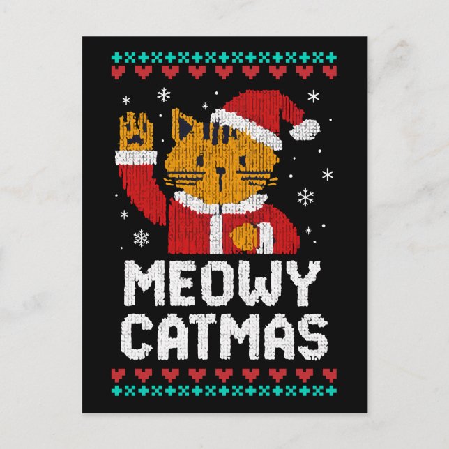 Cartão Postal Meowy Natal (Frente)