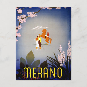 Cartão Postal Merano Itália - Poster de Viagens vintage restaura
