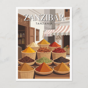Cartão Postal Mercado Darajani Cidade de Zanzibar Tanzânia Prese
