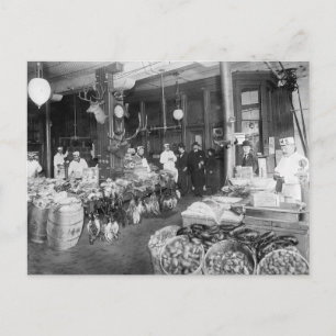 Cartão Postal Mercado de Caça Selvagem e Frutos do Mar, 1895