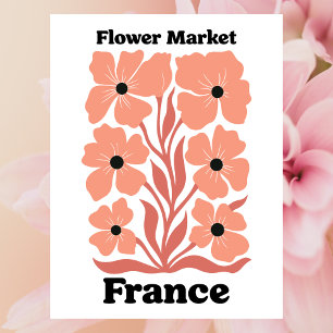 Cartão Postal Mercado de Flores da França Botânica de Flor de Pe