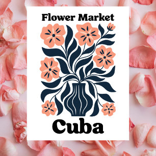 Cartão Postal Mercado de Flores de Cuba Vaso de Flor & Folhagem