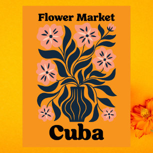Cartão Postal Mercado de Flores de Cuba Vaso de Flor & Folhagem