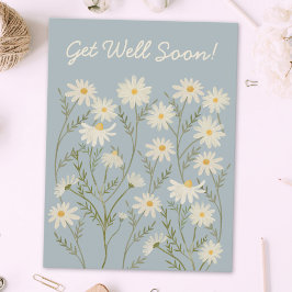 Cartão Postal Mercado de Flores de Margarida Branca Floral Aquar