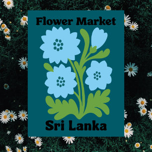 Cartão Postal Mercado de Flores de Sri Lanka Lírio de Água Azul