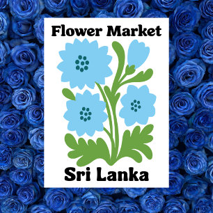 Cartão Postal Mercado de Flores de Sri Lanka Lírio de Água Azul