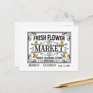 Cartão Postal Mercado de flores frescas e fofas adicionar dias h