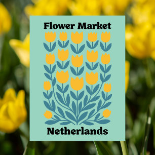 Cartão Postal Mercado de Flores Holanda Países Baixos Tulipa Ama