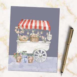 Cartão Postal Mercado de Flores Noturnas Arte em Aquarela Cottag