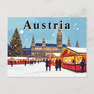 Cartão Postal Mercado de Natal de Inverno do Rathaus de Viena na