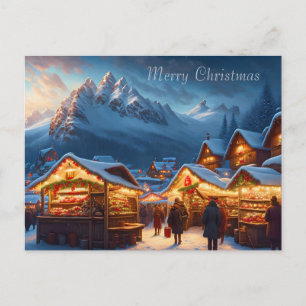 Cartão Postal Mercado de Natal nas montanhas - feriado personali