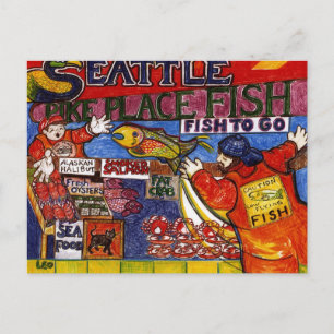 Cartão Postal Mercado de Peixes de Seattle
