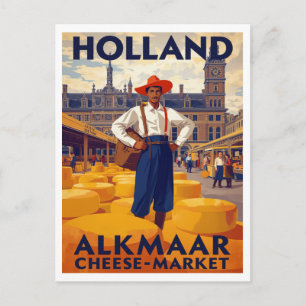Cartão Postal Mercado de Queijo Alkmaar Holanda Viagem