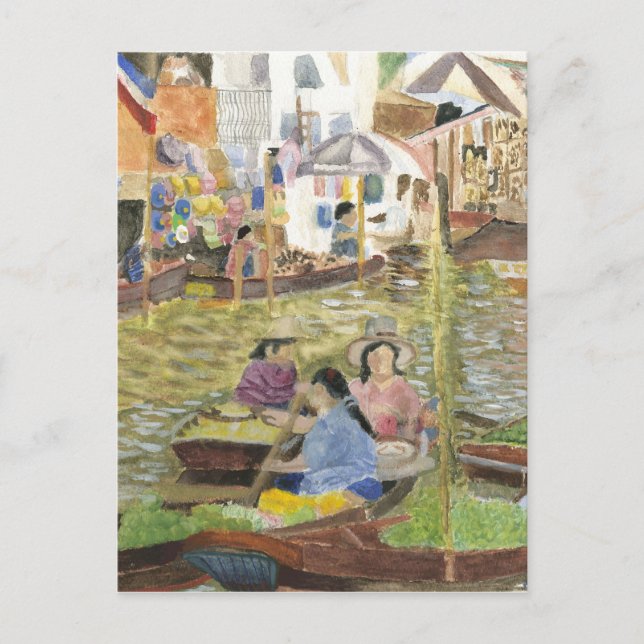 Cartão Postal Mercado flutuante Bangkok (Frente)