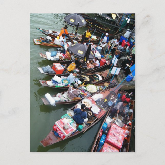 Cartão Postal Mercado Flutuante Em Amphawa, Tailândia (Frente)