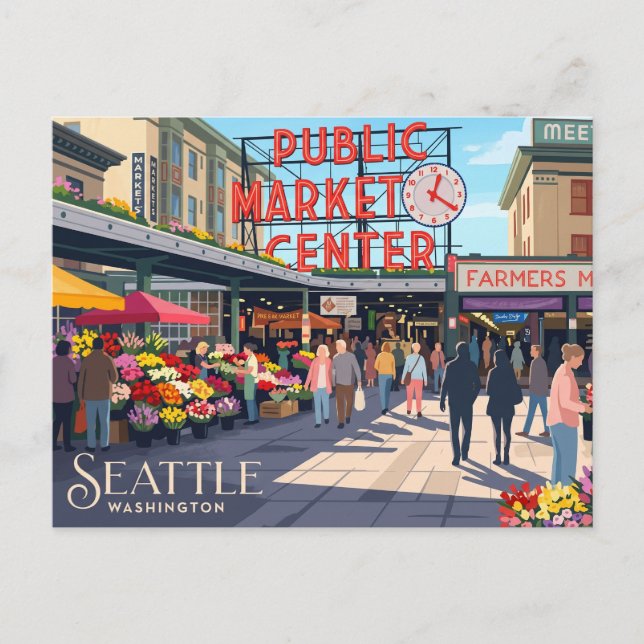 Cartão Postal Mercado Pike Place EUA (Frente)