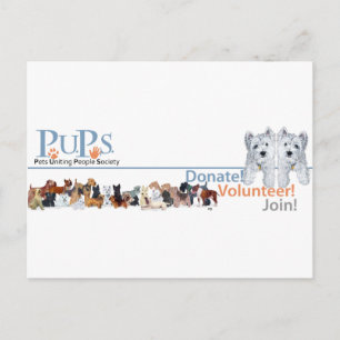 Cartão Postal Mercadorias do Logotipo da PUPs com Westie Pups