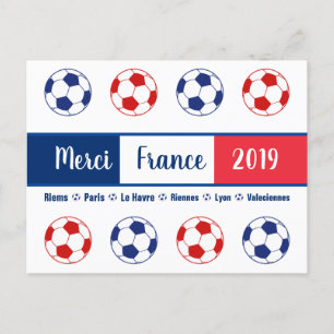 Cartão Postal Merci Obrigado França Futebol feminino é social