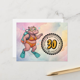 Cartão Postal Mergulhador de hipopótamo Aniversário de 30 anos