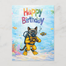 Mergulhador Feliz Aniversário submarino