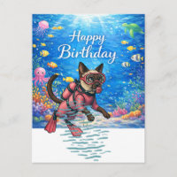 Mergulhador Feliz Aniversário submarino